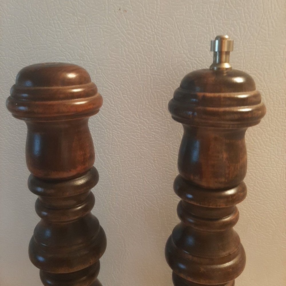 Vintage Himark Salt Shaker and Pepper Mill 14” Tall Brown Wooden Made in Japan - Picture 3 of 10